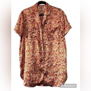 Victoria Secret fairy floral silky cottage core night shirt button down Small
